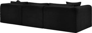 Meridian Furniture Shaggy Four Piece Modular Sectional Corduroy Performance Fabric Living Room Sofa Set 641Black-Sec4A