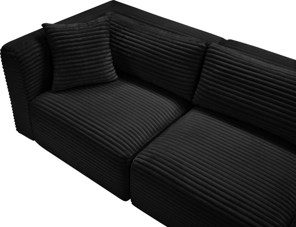 Meridian Furniture Shaggy Four Piece Modular Sectional with Ribbed Corduroy Performance Fabric Seating 641Black-Sec4C