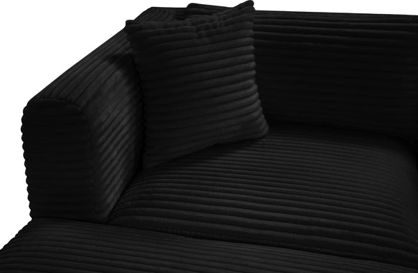 Meridian Furniture Shaggy Five Piece Corduroy Modular Sectional with Stain Resistant Performance Fabric Seating 641Black-Sec5A