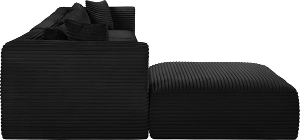 Meridian Furniture Shaggy Five Piece Corduroy Modular Sectional with Stain Resistant Performance Fabric Seating 641Black-Sec5A