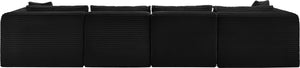 Meridian Furniture Shaggy Five Piece Corduroy Modular Sectional with Stain Resistant Performance Fabric Seating 641Black-Sec5A