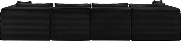 Meridian Furniture Shaggy Five Piece Corduroy Modular Sectional with Stain Resistant Performance Fabric Seating 641Black-Sec5A