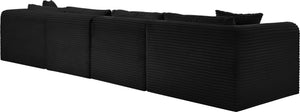 Meridian Furniture Shaggy Five Piece Corduroy Modular Sectional with Stain Resistant Performance Fabric Seating 641Black-Sec5A
