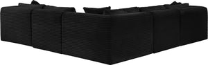 Meridian Furniture Shaggy Five Piece Modular Sectional in Plush Black Corduroy Performance Fabric Seating 641Black-Sec5C