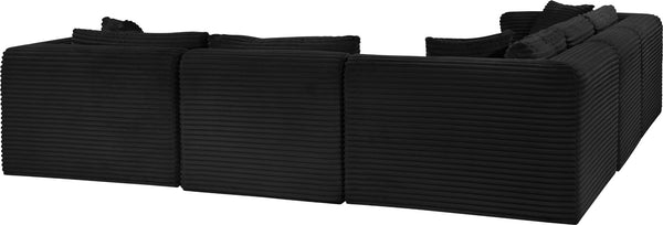 Meridian Furniture Shaggy Five Piece Modular Sectional in Plush Black Corduroy Performance Fabric Seating 641Black-Sec5C