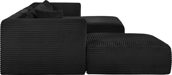 Meridian Furniture Shaggy Five Piece Modular Sectional Black Corduroy Performance Fabric Living Room Sofa 641Black-Sec5E