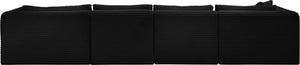Meridian Furniture Shaggy Five Piece Modular Sectional Black Corduroy Performance Fabric Living Room Sofa 641Black-Sec5E