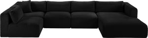 Meridian Furniture Shaggy Five Piece Modular Sectional Wide Wale Corduroy Performance Fabric Loft Lounge 641Black-Sec5F