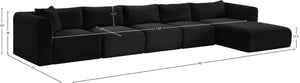 Meridian Furniture Shaggy Five Piece Modular Sectional Corduroy Performance Fabric Deep Lounge Sofa 641Black-Sec5G
