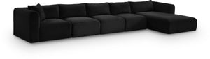 Meridian Furniture Shaggy Five Piece Modular Sectional Corduroy Performance Fabric Deep Lounge Sofa 641Black-Sec5G
