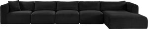 Meridian Furniture Shaggy Five Piece Modular Sectional Corduroy Performance Fabric Deep Lounge Sofa 641Black-Sec5G