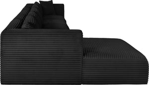 Meridian Furniture Shaggy Five Piece Modular Sectional Corduroy Performance Fabric Deep Lounge Sofa 641Black-Sec5G