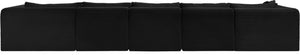 Meridian Furniture Shaggy Five Piece Modular Sectional Corduroy Performance Fabric Deep Lounge Sofa 641Black-Sec5G