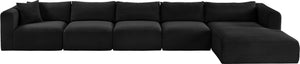 Meridian Furniture Shaggy Five Piece Modular Sectional Corduroy Performance Fabric Deep Lounge Sofa 641Black-Sec5G