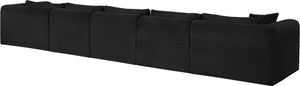 Meridian Furniture Shaggy Five Piece Modular Sectional Corduroy Performance Fabric Deep Lounge Sofa 641Black-Sec5G