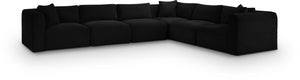 Meridian Furniture Shaggy Six Piece Modular Sectional Bold Corduroy Performance Fabric Stain Resistant Sofa 641Black-Sec6A
