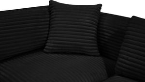 Meridian Furniture Shaggy Six Piece Modular Sectional Black Corduroy Plush Performance Fabric Lounge Sofa 641Black-Sec6C