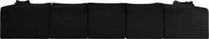Meridian Furniture Shaggy Six Piece Modular Sectional Black Corduroy Plush Performance Fabric Lounge Sofa 641Black-Sec6C