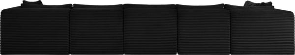 Meridian Furniture Shaggy Six Piece Modular Sectional Black Corduroy Plush Performance Fabric Lounge Sofa 641Black-Sec6C