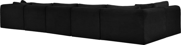 Meridian Furniture Shaggy Six Piece Modular Sectional Black Corduroy Plush Performance Fabric Lounge Sofa 641Black-Sec6C