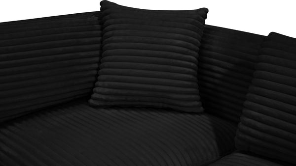 Meridian Furniture Shaggy Six Piece Modular Sectional in Corduroy Performance Fabric for Living Rooms 641Black-Sec6D