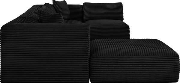 Meridian Furniture Shaggy Six Piece Modular Sectional in Corduroy Performance Fabric for Living Rooms 641Black-Sec6D