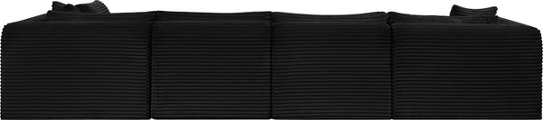 Meridian Furniture Shaggy Six Piece Modular Sectional in Corduroy Performance Fabric for Living Rooms 641Black-Sec6D