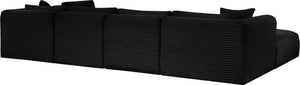 Meridian Furniture Shaggy Six Piece Modular Sectional in Corduroy Performance Fabric for Living Rooms 641Black-Sec6D