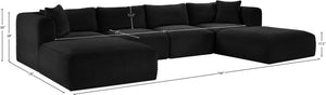 Meridian Furniture Shaggy Six Piece Modular Sectional Corduroy Performance Fabric Latch System Living Room 641Black-Sec6E