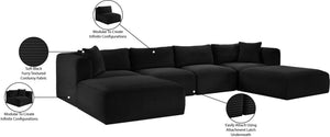 Meridian Furniture Shaggy Six Piece Modular Sectional Corduroy Performance Fabric Latch System Living Room 641Black-Sec6E