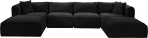 Meridian Furniture Shaggy Six Piece Modular Sectional Corduroy Performance Fabric Latch System Living Room 641Black-Sec6E