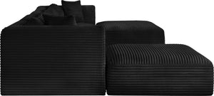 Meridian Furniture Shaggy Six Piece Modular Sectional Corduroy Performance Fabric Latch System Living Room 641Black-Sec6E