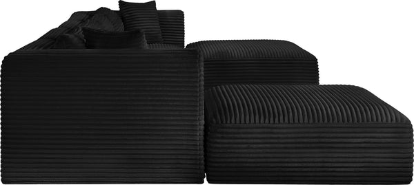 Meridian Furniture Shaggy Six Piece Modular Sectional Corduroy Performance Fabric Latch System Living Room 641Black-Sec6E