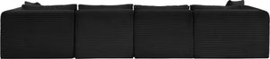 Meridian Furniture Shaggy Six Piece Modular Sectional Corduroy Performance Fabric Latch System Living Room 641Black-Sec6E