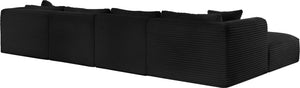 Meridian Furniture Shaggy Six Piece Modular Sectional Corduroy Performance Fabric Latch System Living Room 641Black-Sec6E