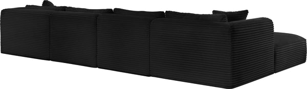 Meridian Furniture Shaggy Six Piece Modular Sectional Corduroy Performance Fabric Latch System Living Room 641Black-Sec6E