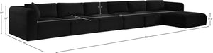 Meridian Furniture Shaggy Six Piece Modular Sectional in Stain Resistant Black Corduroy for Living Rooms 641Black-Sec6G