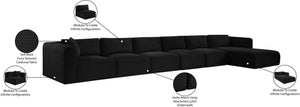 Meridian Furniture Shaggy Six Piece Modular Sectional in Stain Resistant Black Corduroy for Living Rooms 641Black-Sec6G