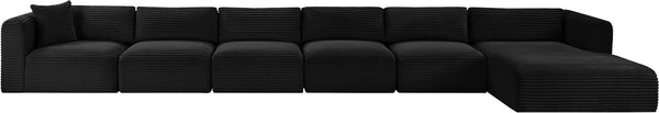 Meridian Furniture Shaggy Six Piece Modular Sectional in Stain Resistant Black Corduroy for Living Rooms 641Black-Sec6G