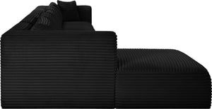 Meridian Furniture Shaggy Six Piece Modular Sectional in Stain Resistant Black Corduroy for Living Rooms 641Black-Sec6G