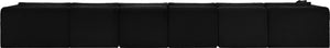 Meridian Furniture Shaggy Six Piece Modular Sectional in Stain Resistant Black Corduroy for Living Rooms 641Black-Sec6G