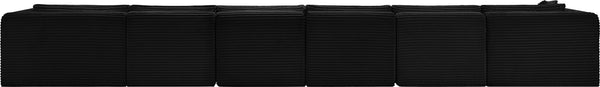 Meridian Furniture Shaggy Six Piece Modular Sectional in Stain Resistant Black Corduroy for Living Rooms 641Black-Sec6G