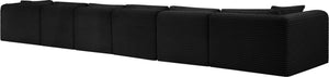 Meridian Furniture Shaggy Six Piece Modular Sectional in Stain Resistant Black Corduroy for Living Rooms 641Black-Sec6G