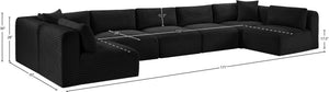 Meridian Furniture Shaggy 7 Piece Modular Sectional in Stain Resistant Corduroy for Spacious Living Rooms 641Black-Sec7A