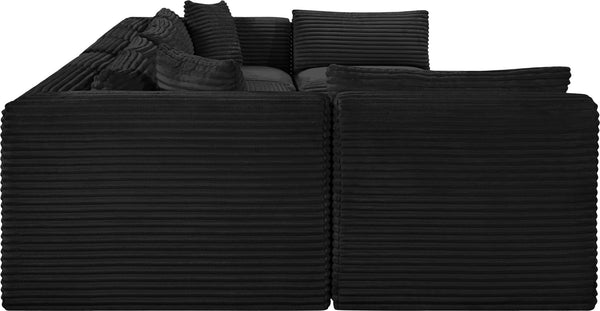 Meridian Furniture Shaggy 7 Piece Modular Sectional in Stain Resistant Corduroy for Spacious Living Rooms 641Black-Sec7A