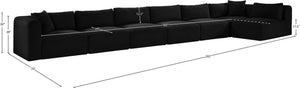 Meridian Furniture Shaggy Seven Piece Modular Sectional in Stain Resistant Black Corduroy Performance Fabric 641Black-Sec7B