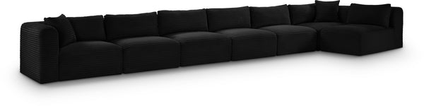 Meridian Furniture Shaggy Seven Piece Modular Sectional in Stain Resistant Black Corduroy Performance Fabric 641Black-Sec7B