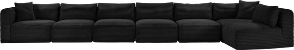 Meridian Furniture Shaggy Seven Piece Modular Sectional in Stain Resistant Black Corduroy Performance Fabric 641Black-Sec7B