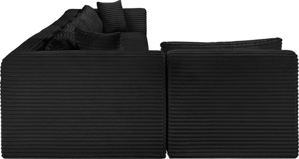 Meridian Furniture Shaggy Seven Piece Modular Sectional in Stain Resistant Black Corduroy Performance Fabric 641Black-Sec7B