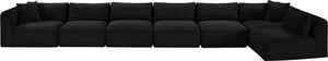 Meridian Furniture Shaggy Seven Piece Modular Sectional in Stain Resistant Black Corduroy Performance Fabric 641Black-Sec7B